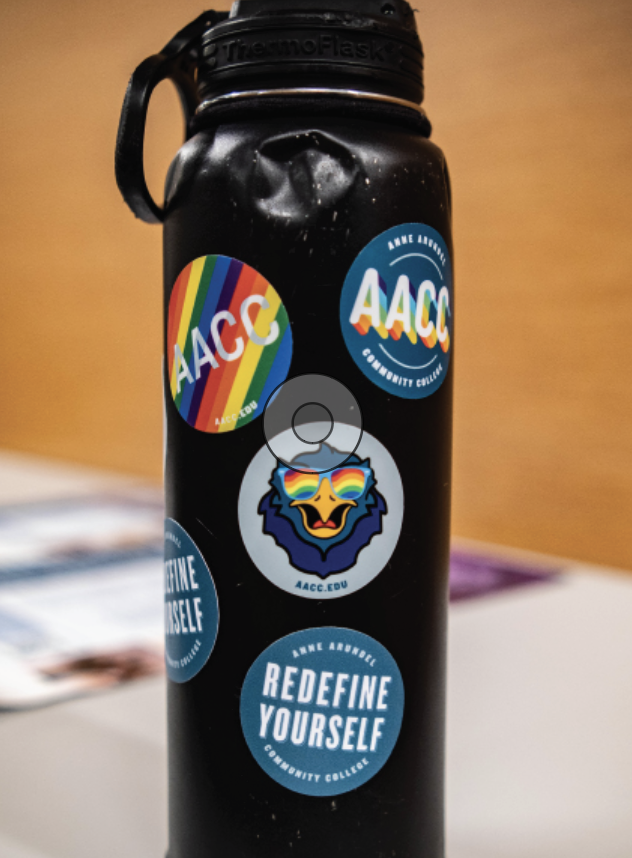 Some students express themselves by putting stickers on their laptops and water bottles.